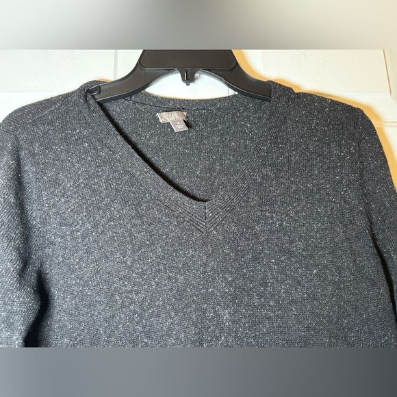 J Jill Sweater Dress V Neck Small Silk Blend Pockets Black White Specks Classic - Picture 2 of 8